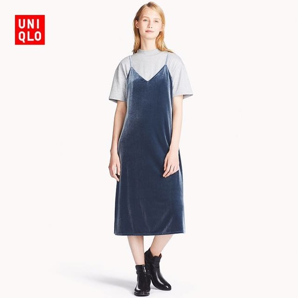 Uniqlo Dresses & Skirts - Uniqlo Velour Camisole Slip Midi Dress Size L